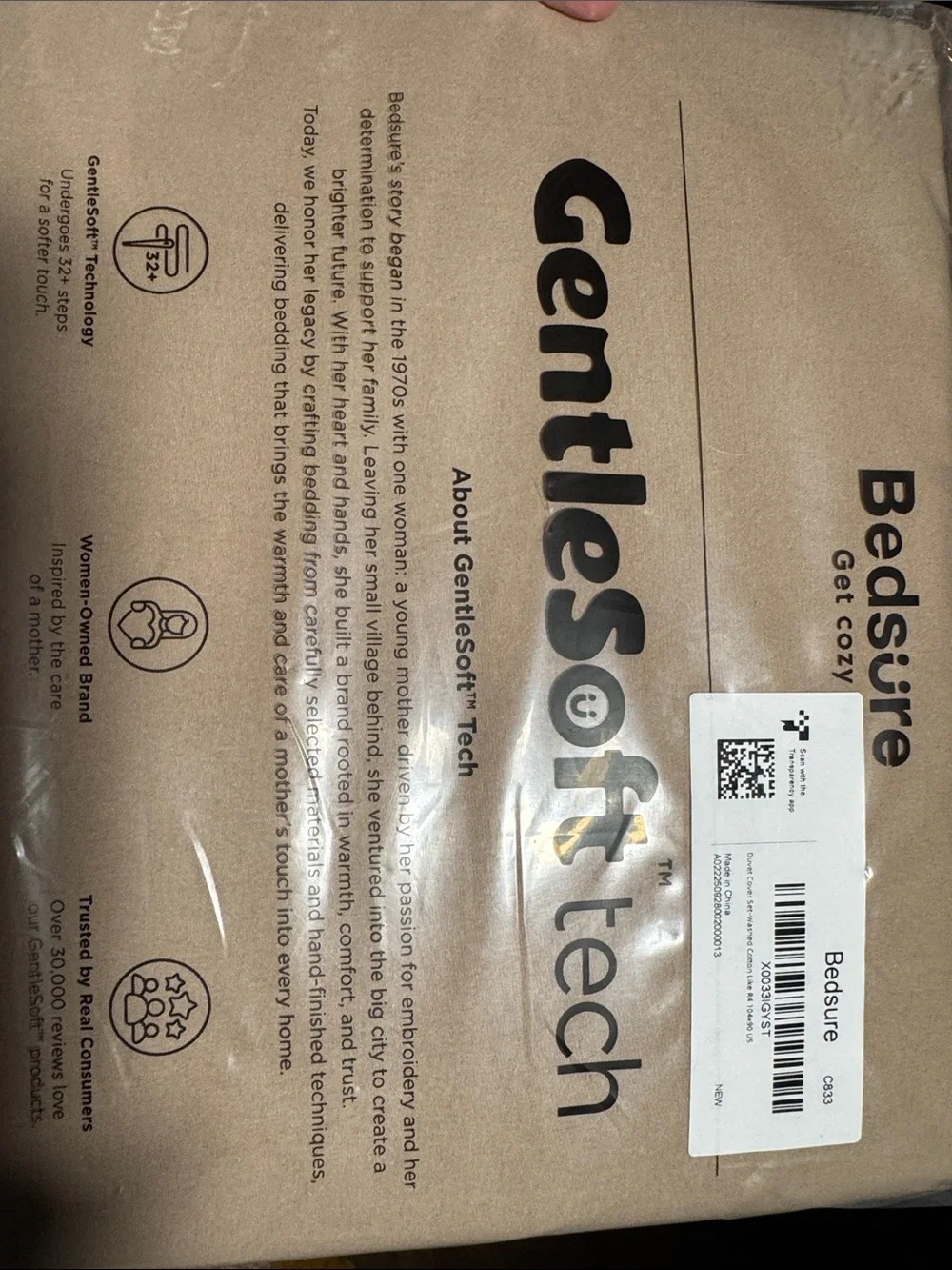 NEW Bedsure Prewashed Duvet Cover King, Cotton-Like Soft Bedding Set, Khaki